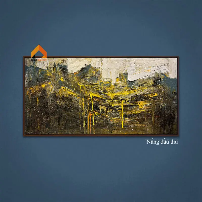 Tranh sơn dầu mùa thu vàng chủ đề trừu tượng của họa sĩ Lân Vũ