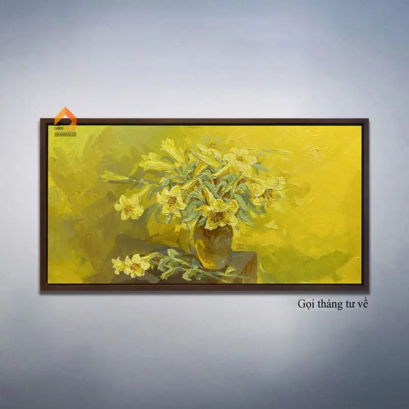 Tranh sơn dầu hoa loa kèn gợi nhớ hoài niệm