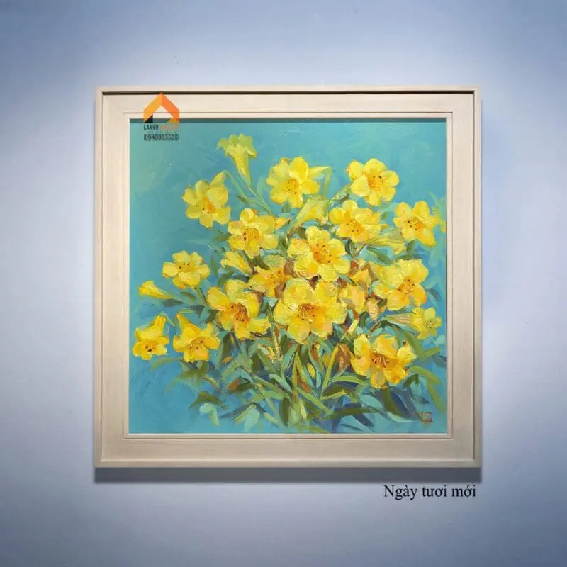 Ngày tươi mới - Năng lượng tích cực từ bức tranh sơn dầu loa kèn rực rỡ