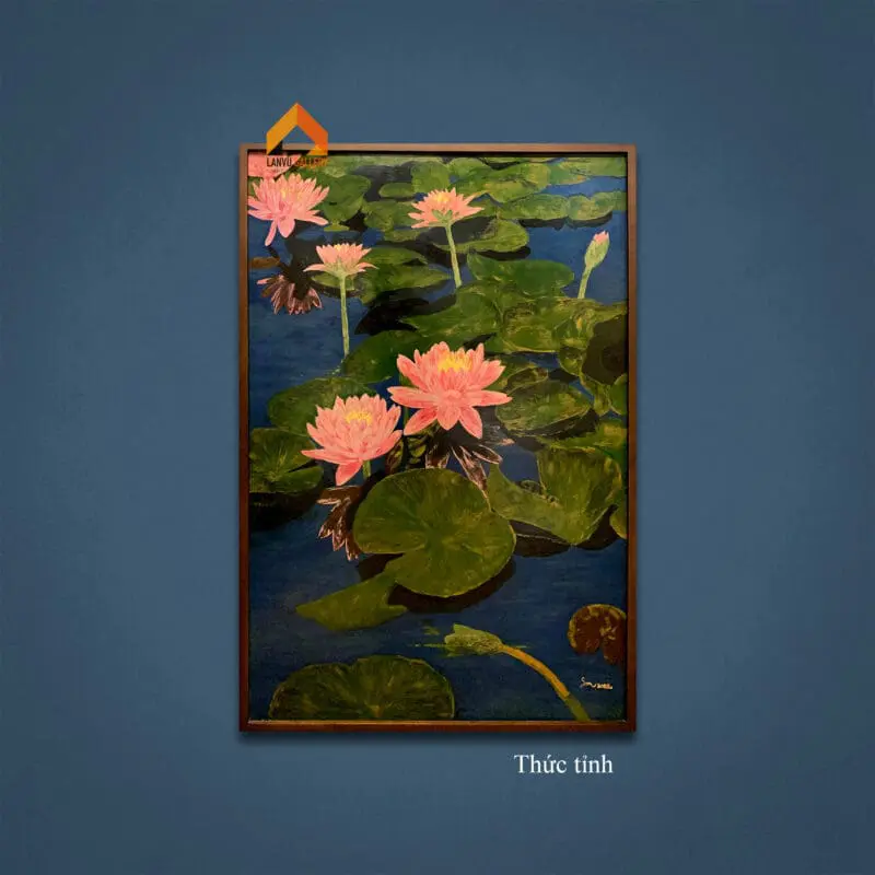 Tranh sơn mài Thức tỉnh kích thước tác phẩm: 84×124 cm cả khung của họa sĩ Nguyễn Minh Sơn
