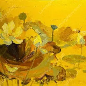 tranh sơn dầu hoa sen