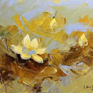 tranh sơn dầu hoa sen