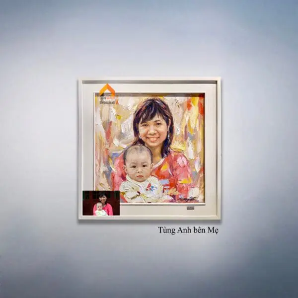 chân chung Bé Tùng Anh bên Mẹ