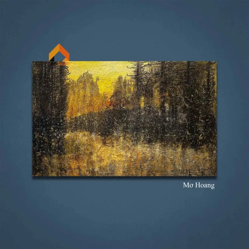 Tranh sơn dầu rừng thông phong cách trừu tượng