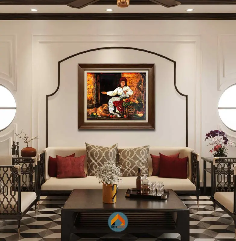 Tranh sơn mài gia đình giúp không gian thêm ấm áp và gắn kết