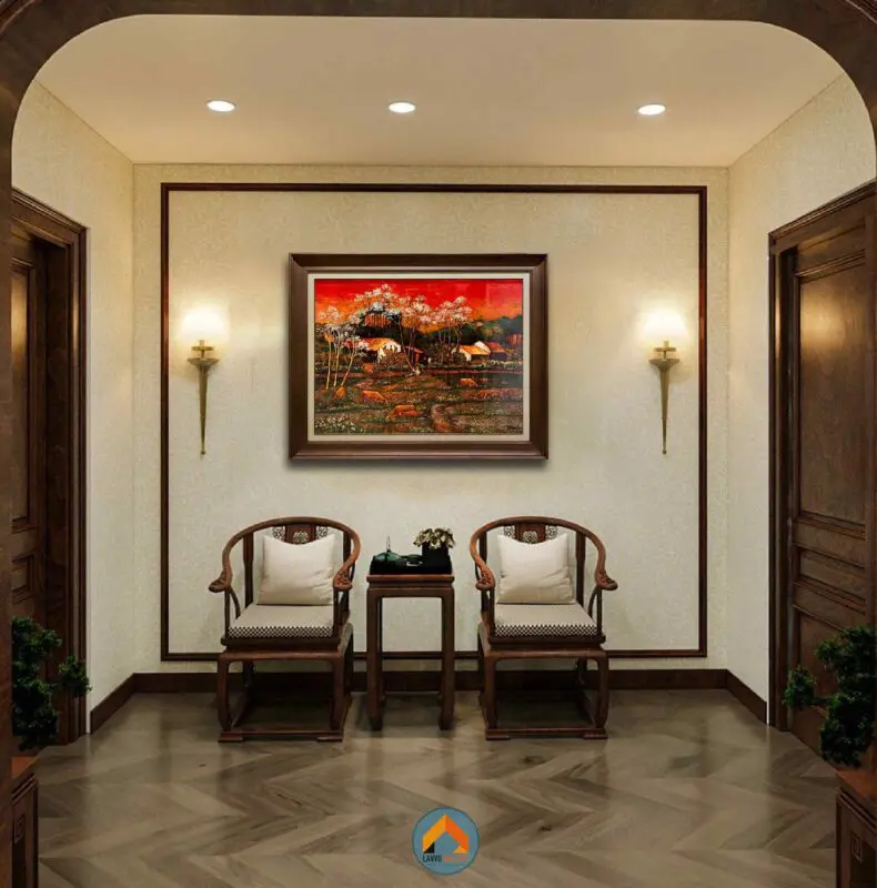 Tranh sơn mài “Đồng chiều” của họa sĩ Đỗ Diệu với hoài niệm về miền quê thanh bình