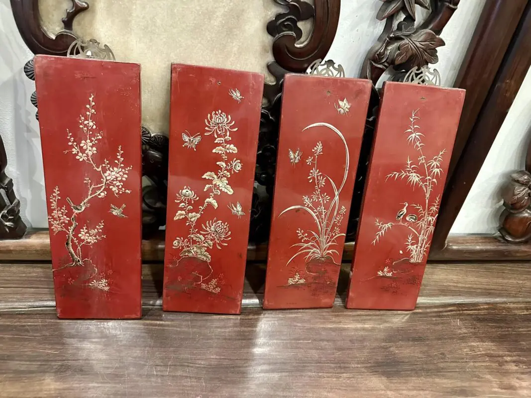 Tranh sơn mài bốn mùa ghép từ 4 tấm