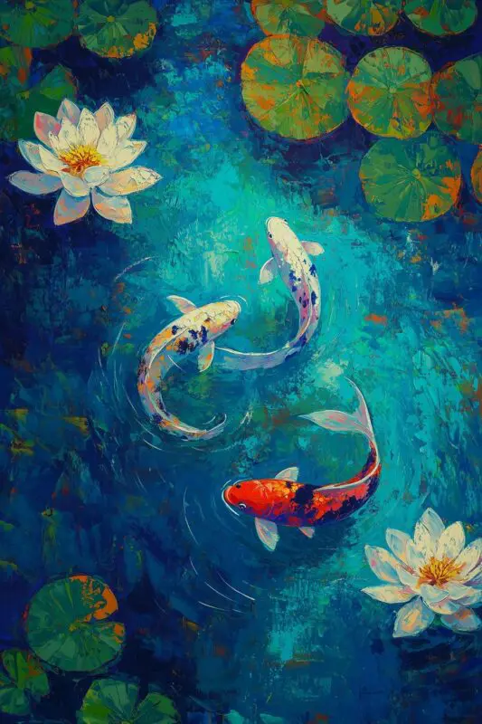 Treo tranh sơn dầu cá koi đúng hướng, đúng mệnh