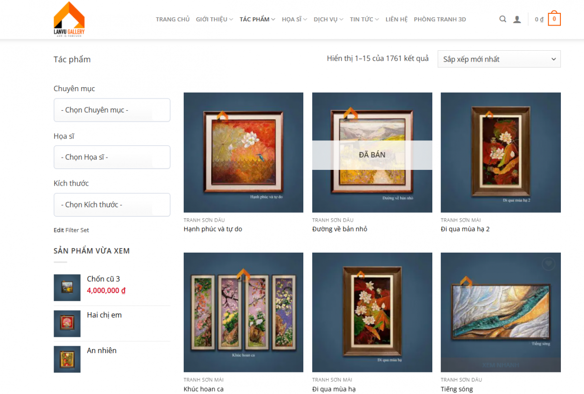 Mua tranh online dễ dàng, uy tín tại Lanvu Gallery