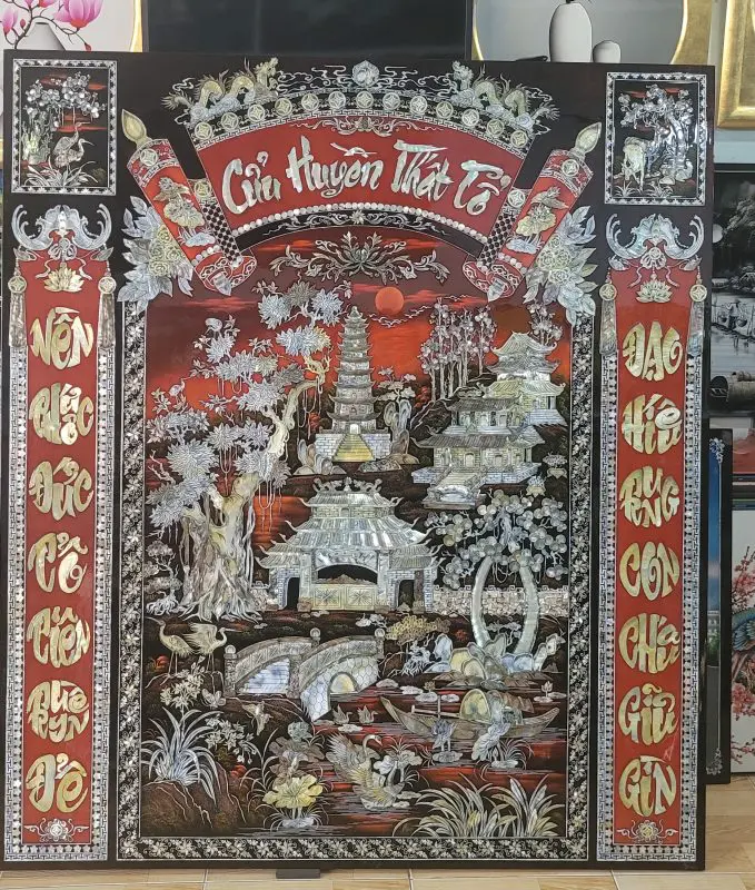 Tranh Cửu Huyền Thất Tổ sơn mài như sợi dây kết nối vô hình giữa tổ tiên và con cháu Cre: Internet
