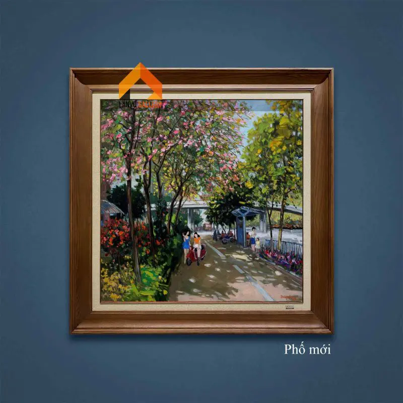 Một góc phố mới ngày thu trong tranh họa sĩ Lâm Đức Mạnh