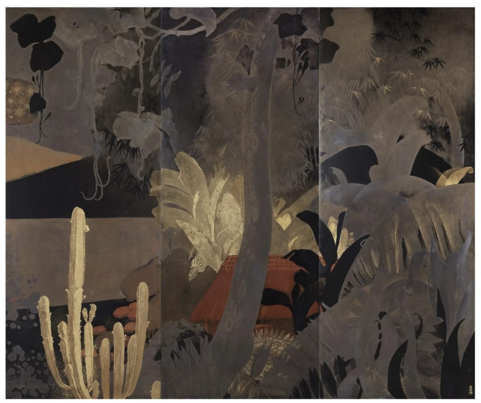 Tác phẩm Phong cảnh Bắc Kỳ là một trong số hiếm hoi những sáng tác sơn ta của Lê Phổ 
