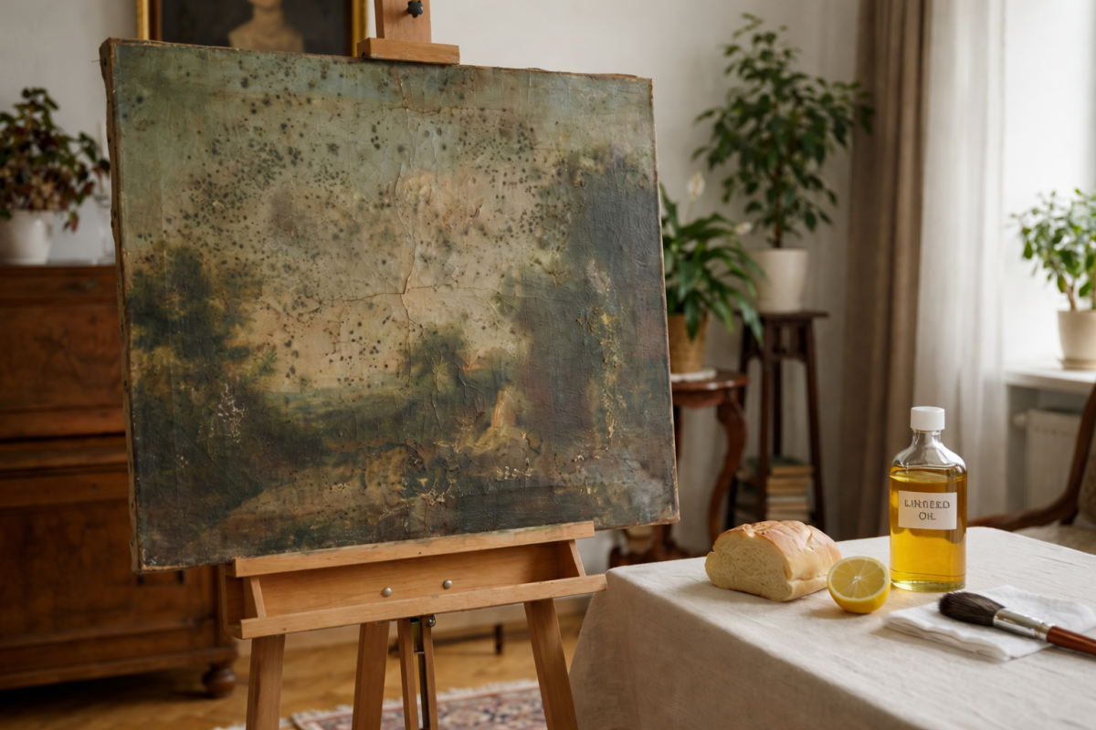 Những bức tranh sơn dầu bị mốc, bẩn có thể phục chế, làm sạch Cre: Internet