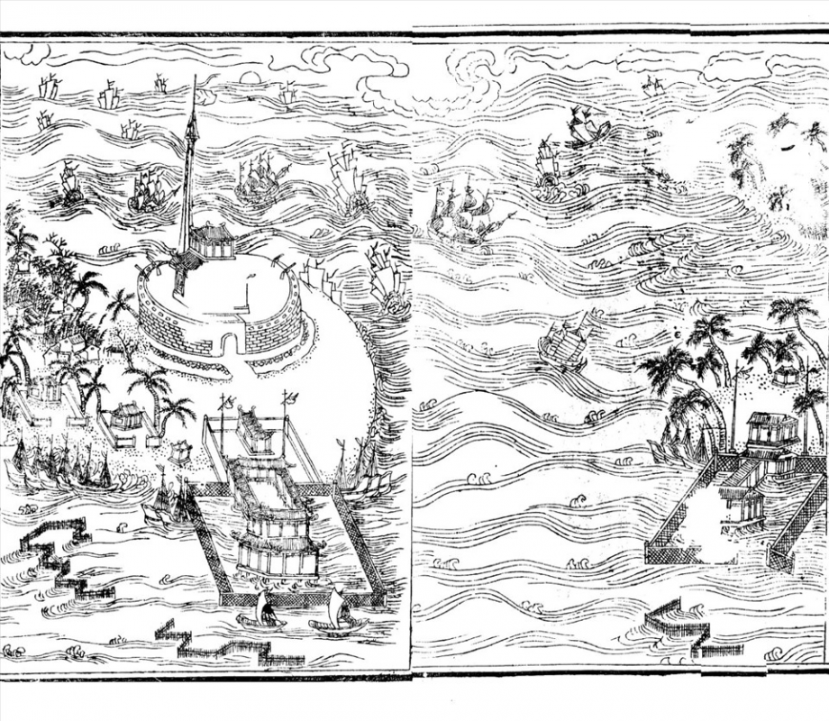 Thuận Hải Quy Phàm vẽ cảnh biển Thuận An - vị trí chiến lược xung yếu về mặt quốc phòng và giao thông vận tải bằng đường biển của Kinh Đô Huế Cre: Internet