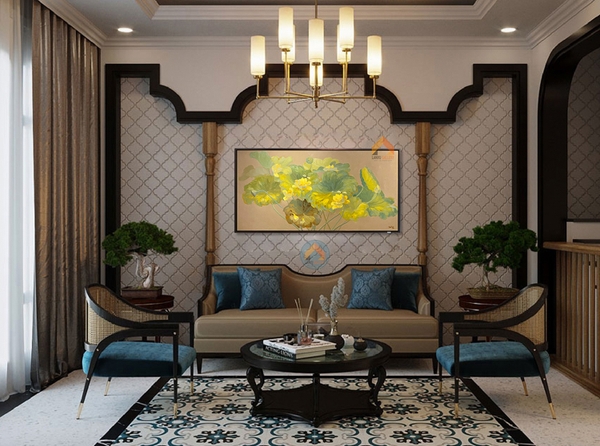 Tranh hoa sen đem đến cảm giác bình yên, thư thái cho căn phòng