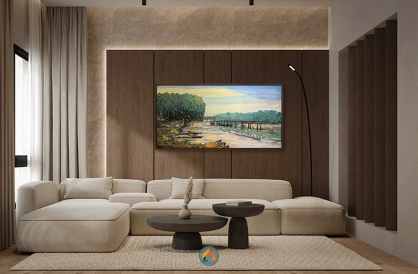 Tranh sơn dầu treo tường phong cảnh cho không gian phòng khách mang vẻ đẹp bình yên nhẹ nhàng