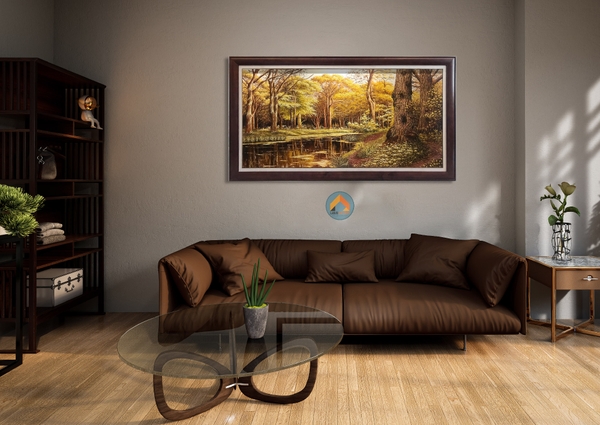 Tranh sơn dầu rừng thông phong cảnh châu Âu