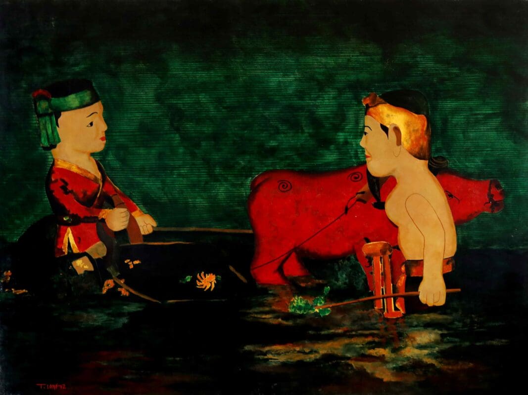 Tác phẩm “Múa rối nước” của họa sĩ Trần Tuấn Long