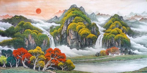 Bức tranh sơn thủy hữu tình tràn ngập ánh bình minh rạng rỡ mang đến nguồn năng lượng tích cực
