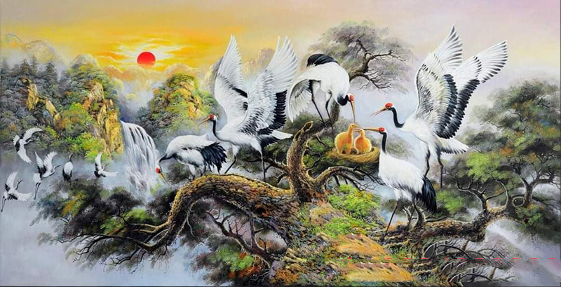 Ý nghĩa đặc biệt của tranh sơn dầu tùng hạc