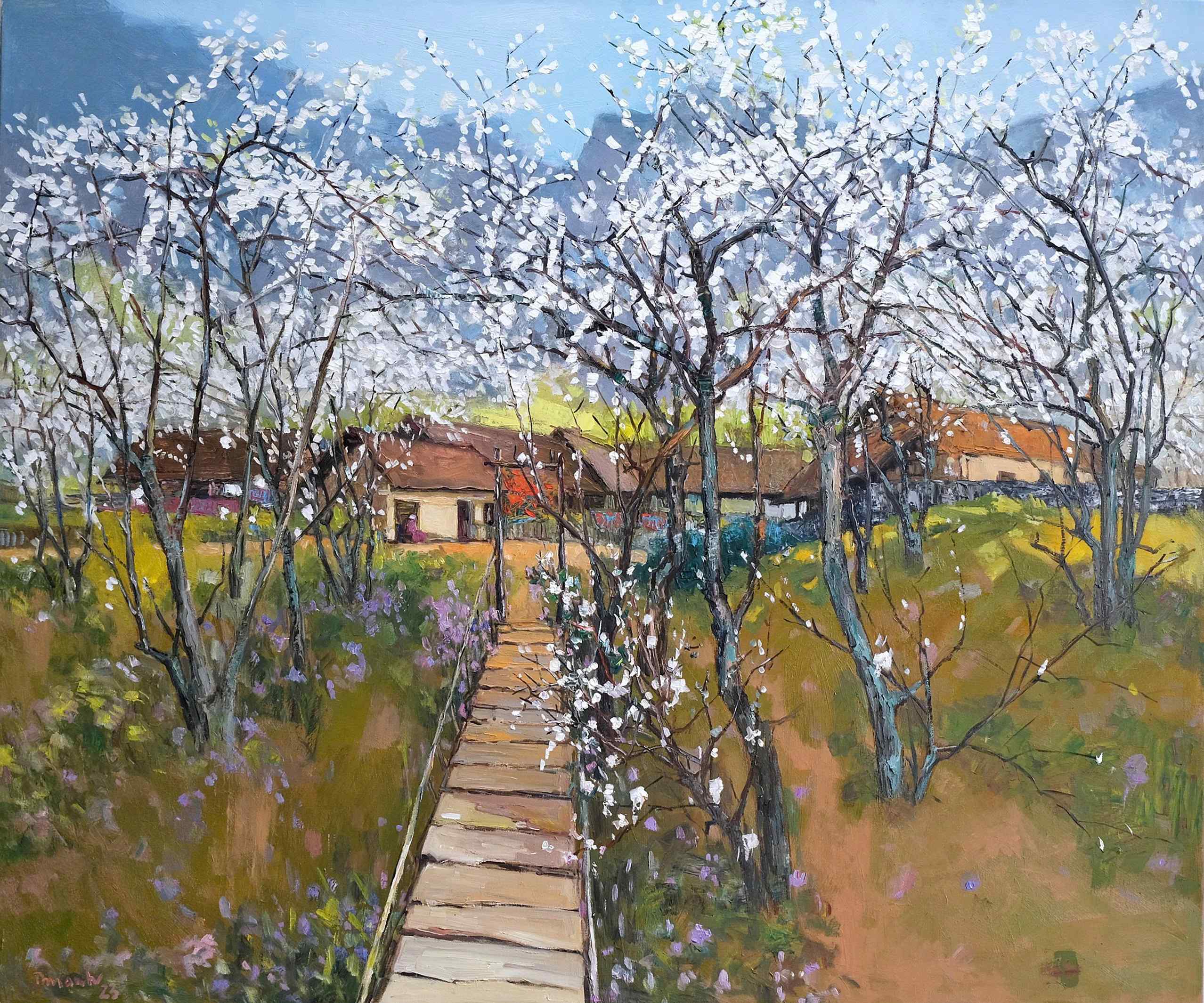 Chiều trong vườn mận - 100x120 - HS Lâm Đức Mạnh MAPS