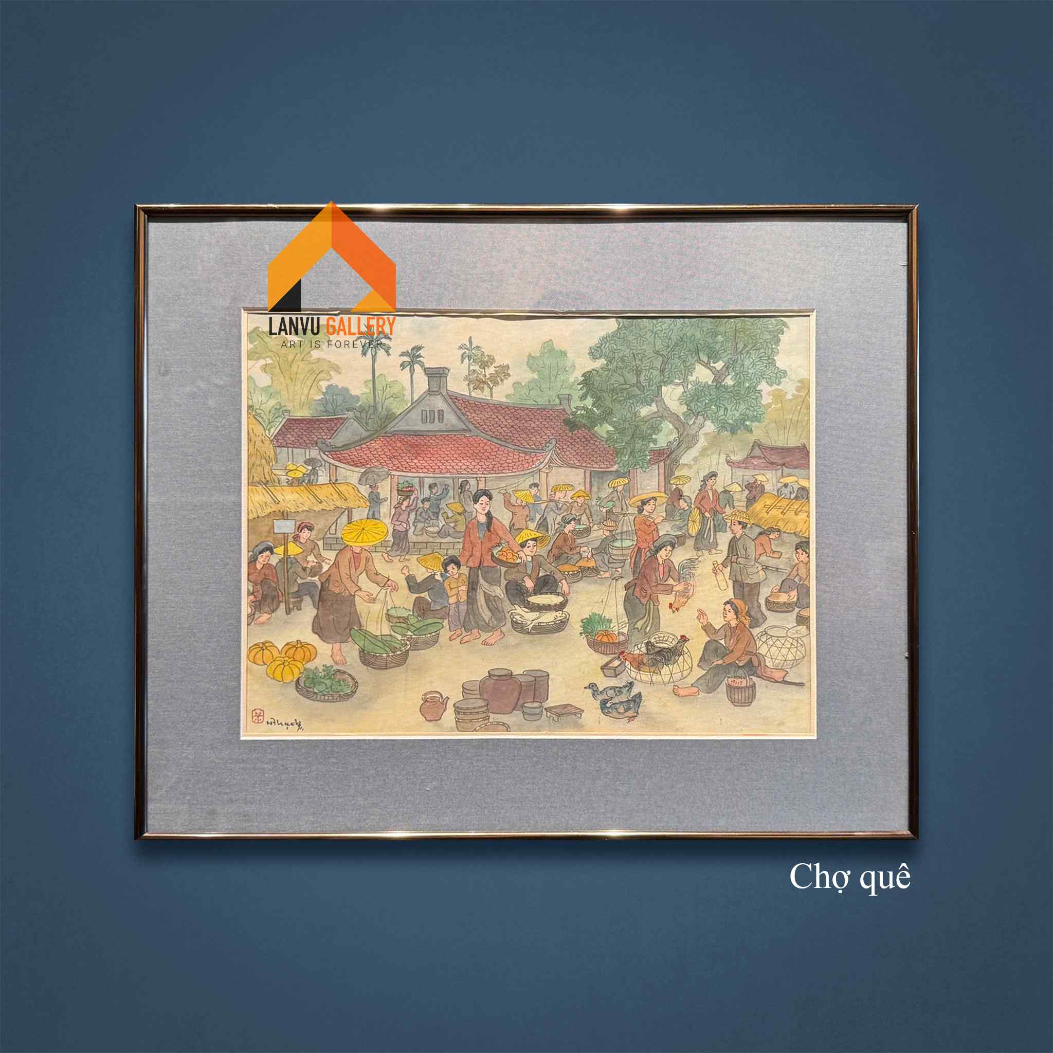 Chợ quê - 30x40 - khung 43x53 - - HS Nguyên Thạch LOGO