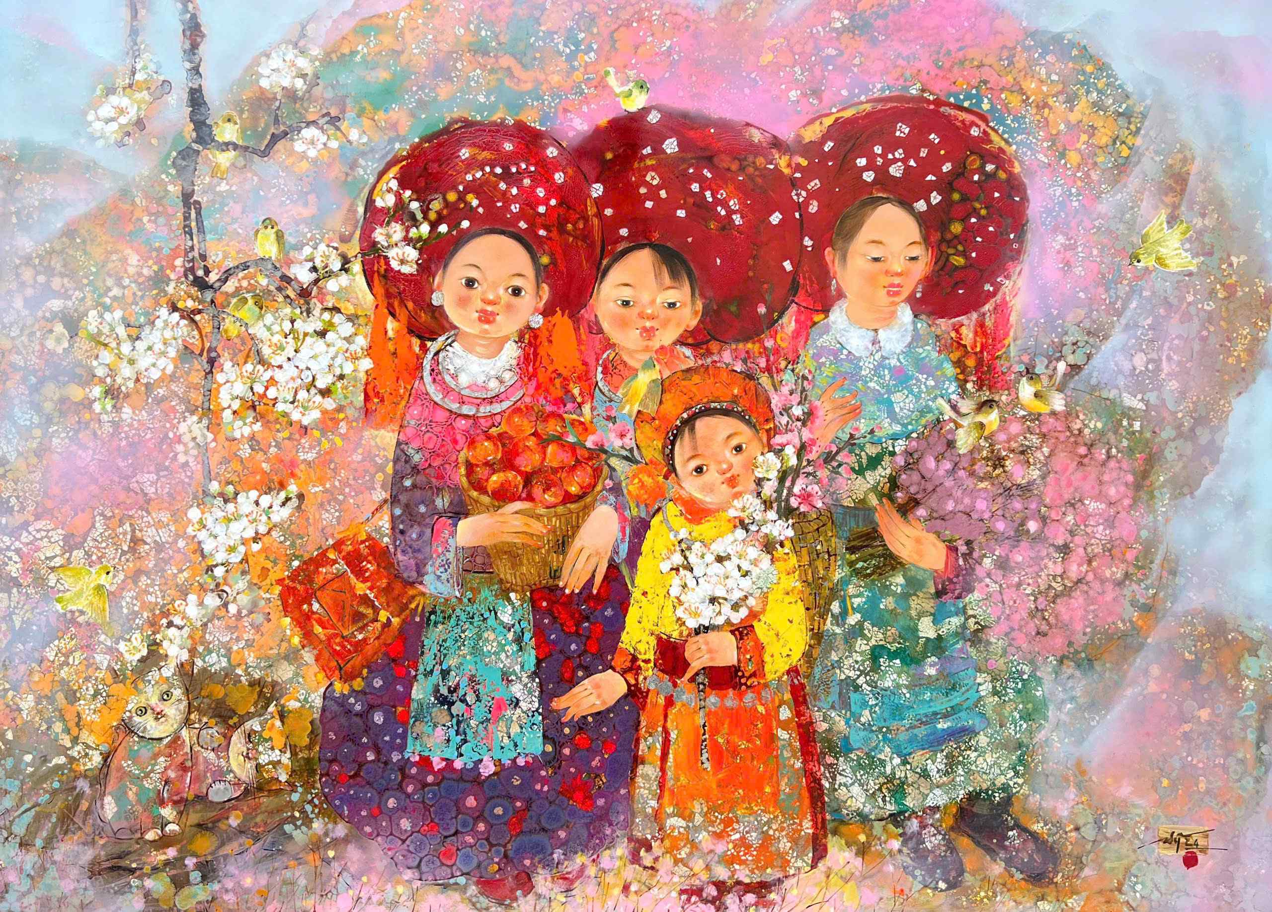 Xuân về trên cao nguyên đá - 100x140 - SM 2025 - giá 35tr - HS Nguyễn Văn Sỹ MAPS