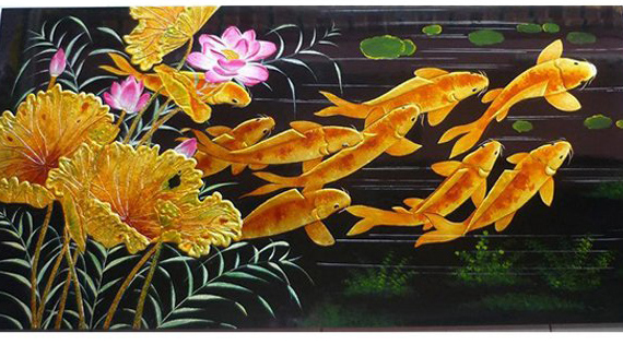 Treo tranh sơn mài cửu ngư quần hội theo đúng hướng và mệnh Cre: Internet