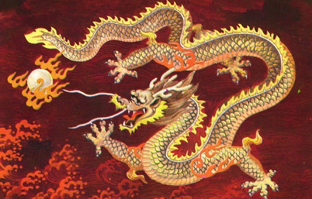 Hình ảnh rồng vàng uy nghi được nhiều họa sĩ khắc họa trong tranh sơn mài Cre: Internet
