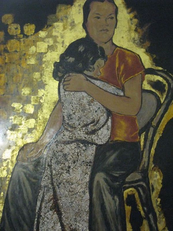 Tình cảm gia đình truyền thống Việt Nam trong tranh sơn mài Tình mẫu tử