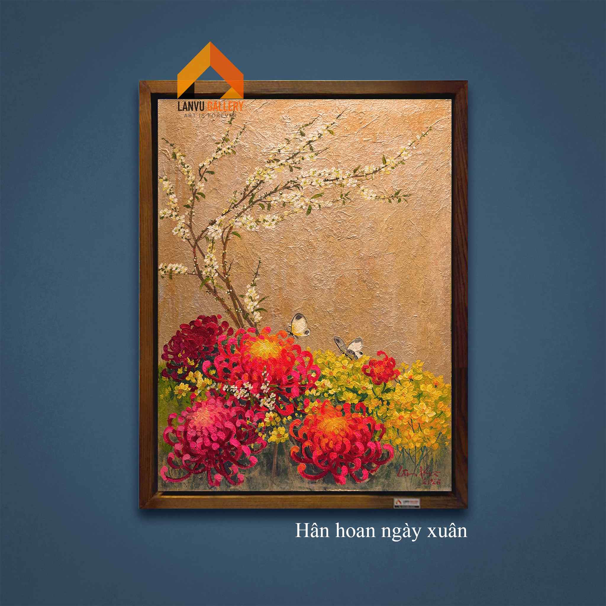 Hân hoan ngày xuân - 60x80 - HS Lân Vũ LOGO
