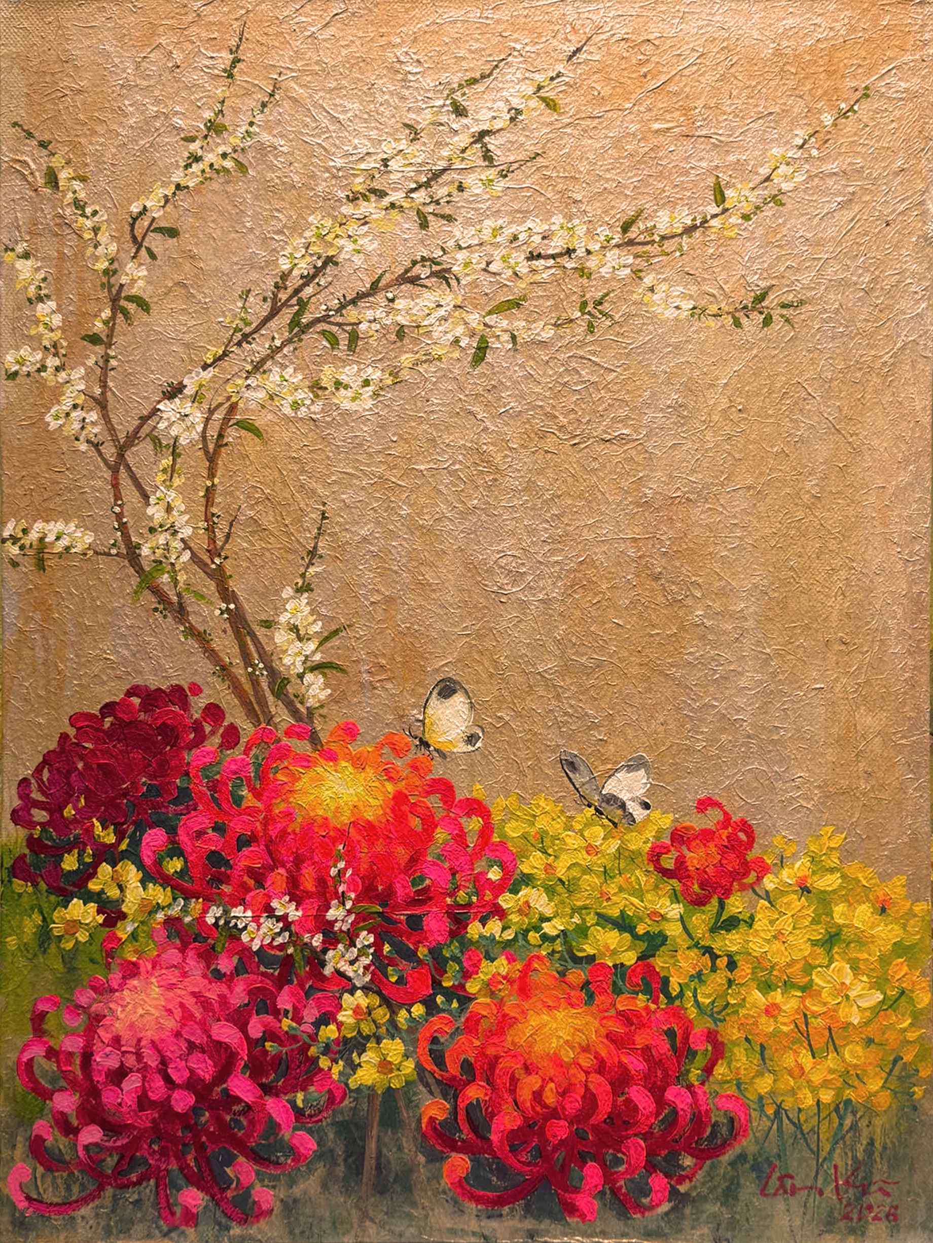 Hân hoan ngày xuân - 60x80 - HS Lân Vũ MAPS