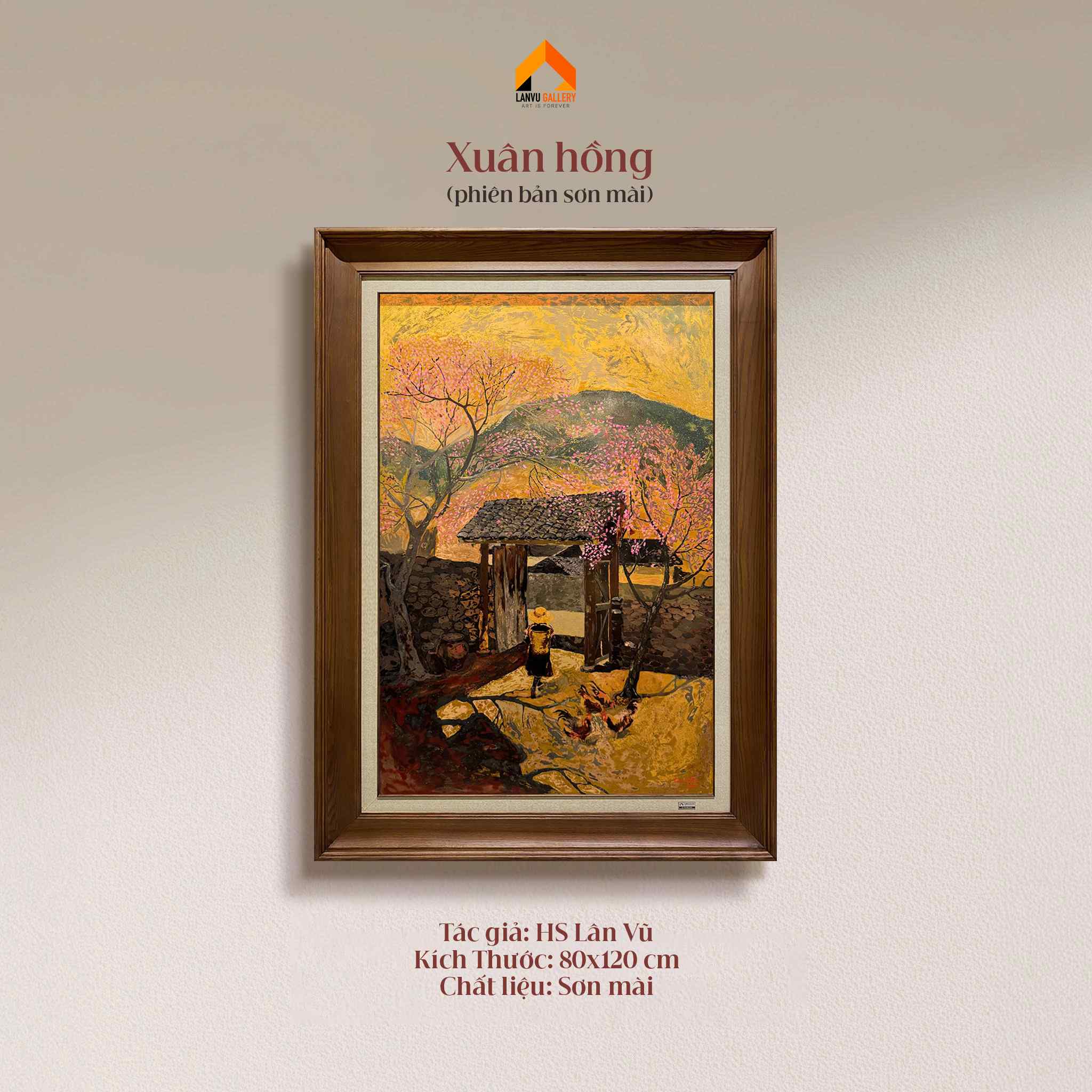 Xuân hồng (phiên bản sơn mài) - 80x120 - HS Lân Vũ DEMO