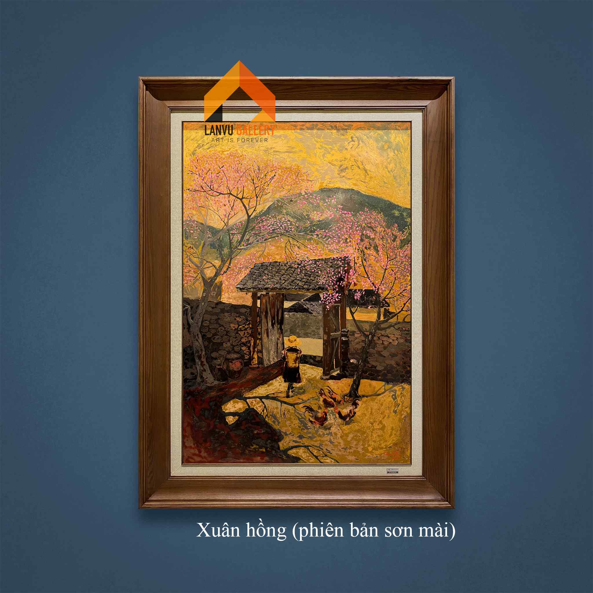 Xuân hồng (phiên bản sơn mài) - 80x120 - HS Lân Vũ LOGO