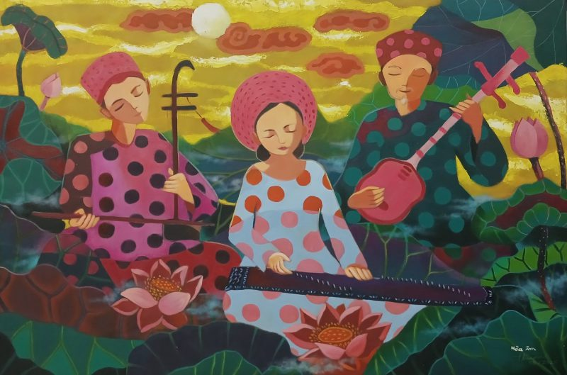 Người nghệ sĩ khi đang biểu diễn luôn là nguồn cảm hứng lớn cho các họa sĩ khi sáng tác tranh sơn dầu âm nhạc  Cre: Internet