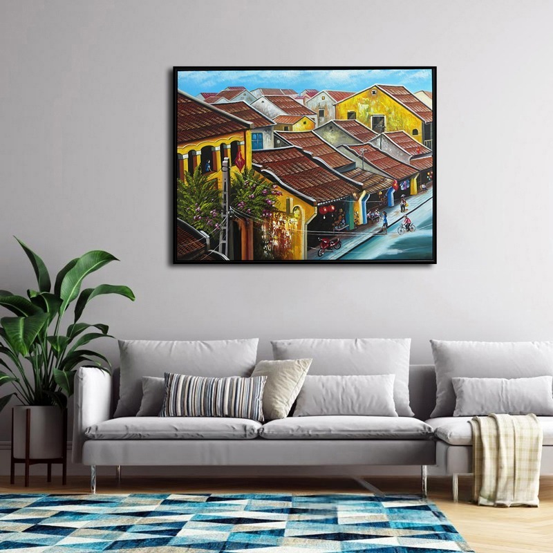 Tranh sơn mài Hội An phù hợp với nhiều không gian sống khác nhau Cre: Internet
