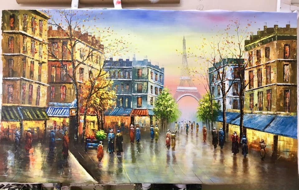 Tháp Eiffel cuối mùa thu với những hàng cây trơ trụi lá vàng Cre: Internet