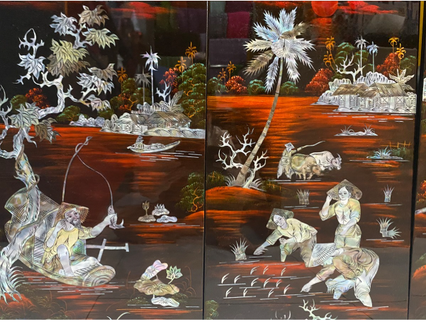 Hình ảnh thường gặp trong tranh sơn mài Ngư Tiều Canh Mục Cre: Internet
