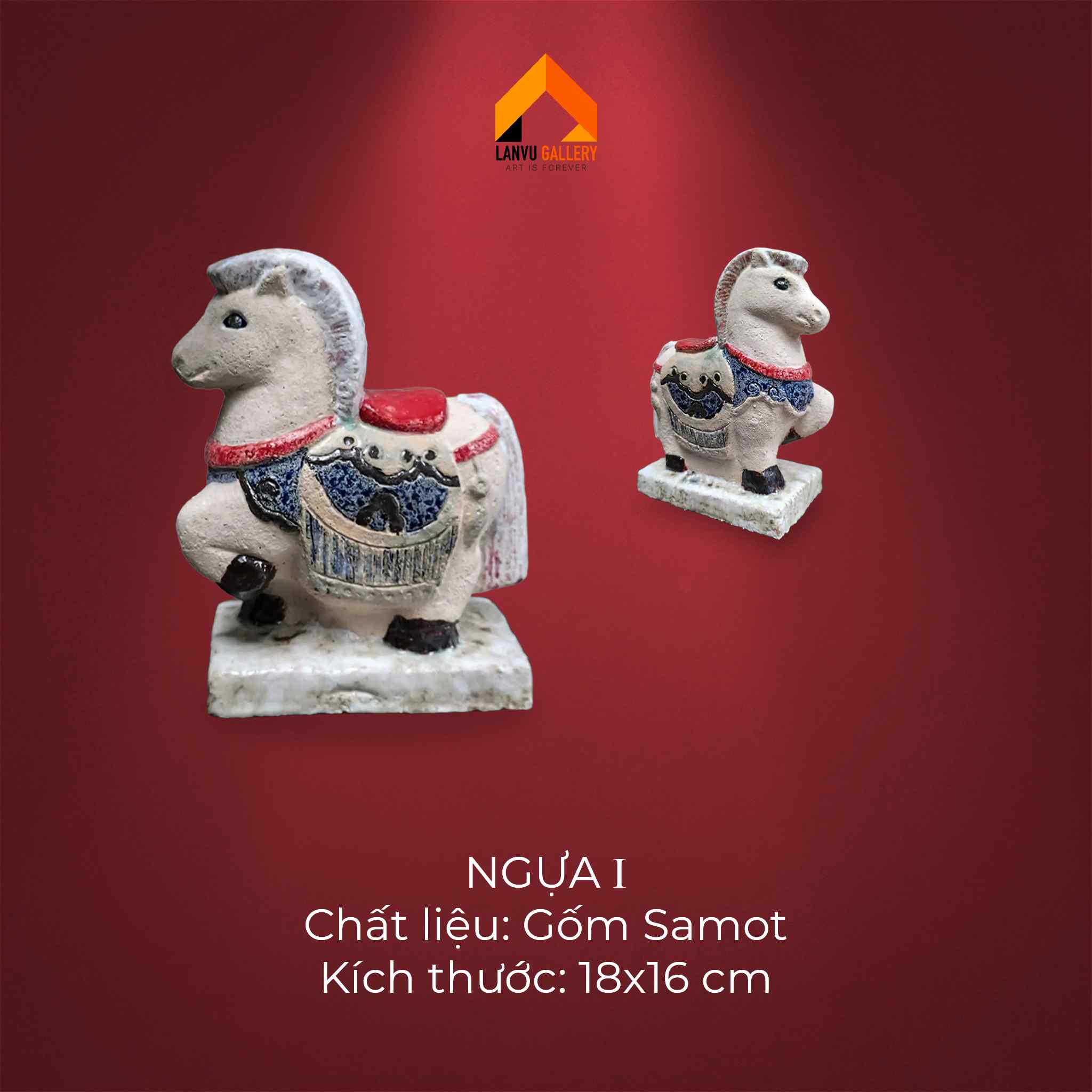 Ngựa 1 - Gốm Samot - kích thước cao 18cm ngang 16cm