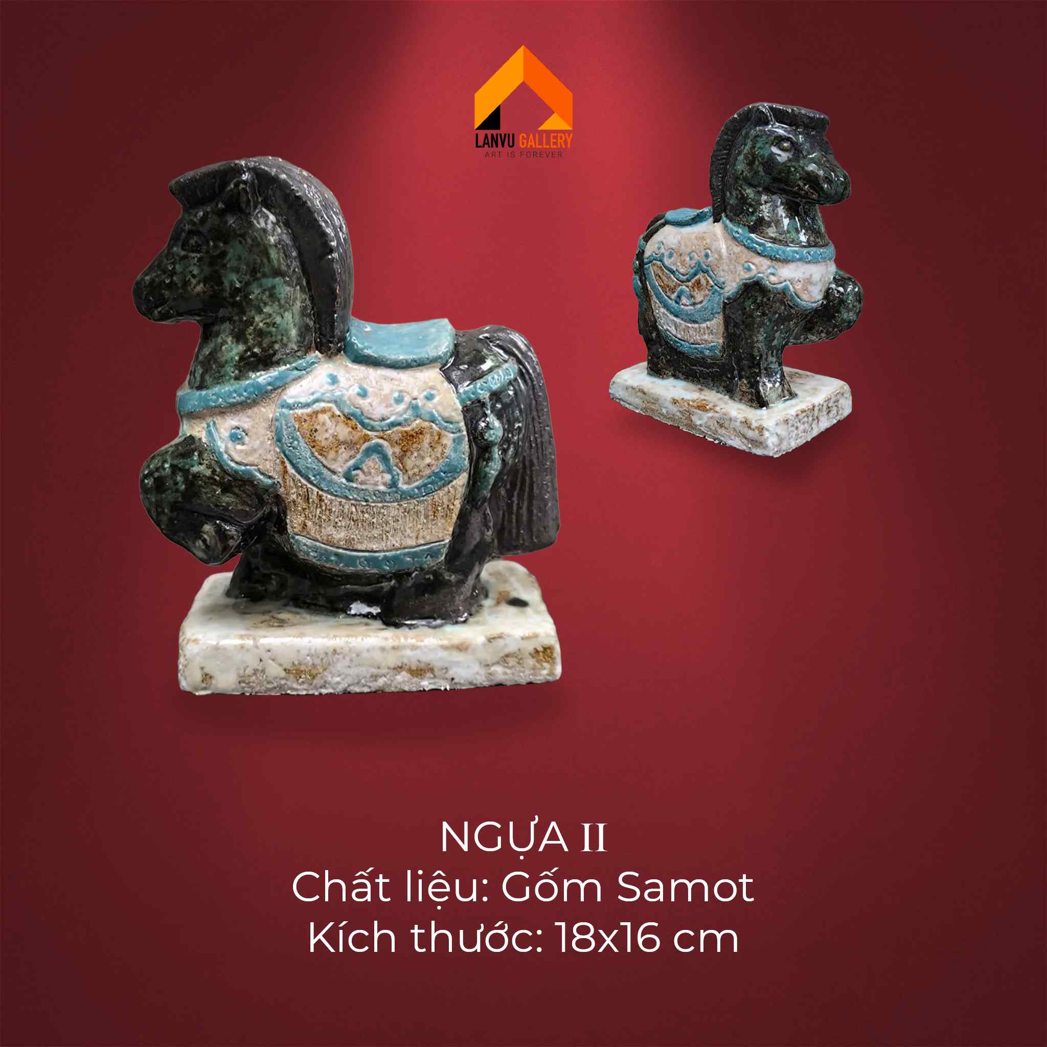 Ngựa 2 - Gốm Samot - kích thước cao 18cm ngang 16cm
