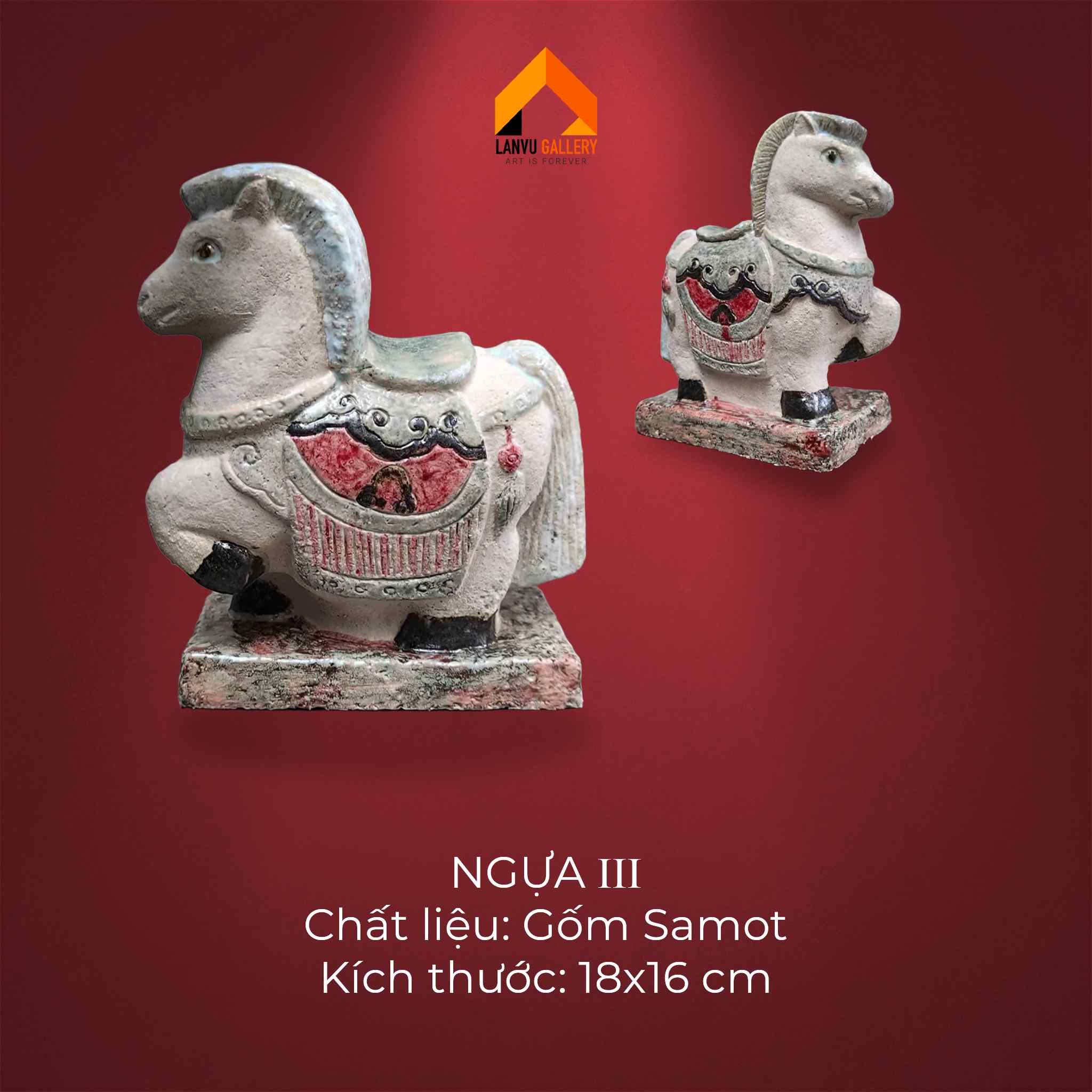 Ngựa 3 - Gốm Samot - kích thước cao 18cm ngang 16cm