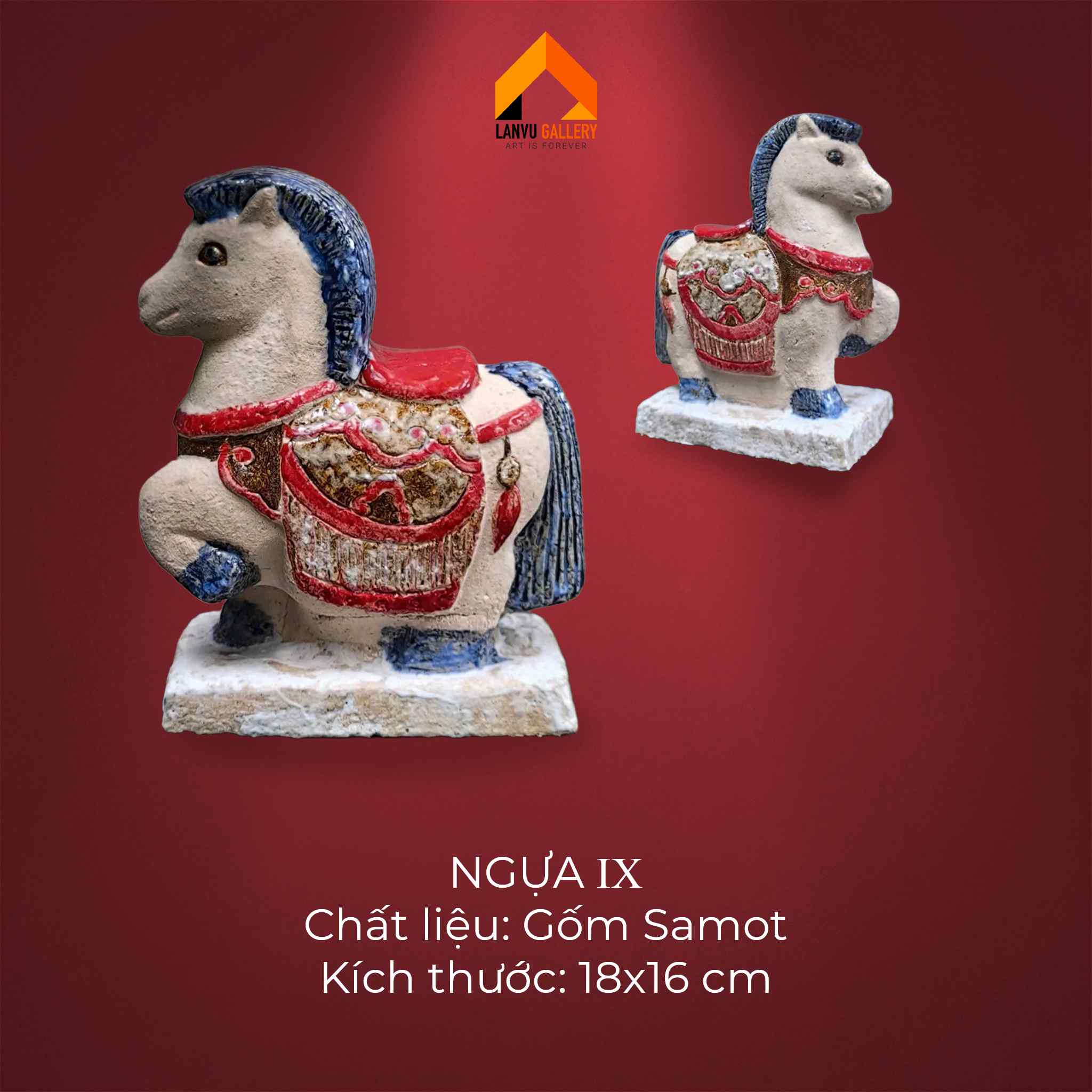 Ngựa 9 - Gốm Samot - kích thước cao 18cm ngang 16cm